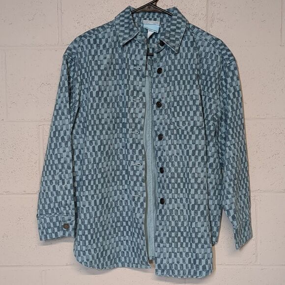 Future Collective x Gabriella Karefa-Johnson Checkered Denim Shacket Size XXS - Picture 2 of 5